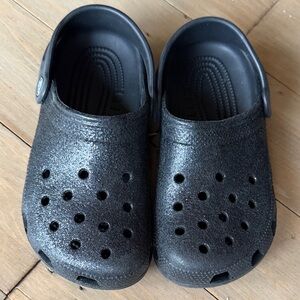 Kids Black Glitter Crocs